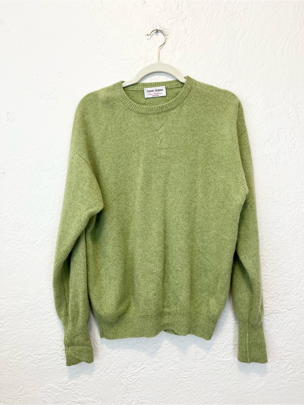 Gran Sasso Sweater Cashmere Green Crew Neck Large L